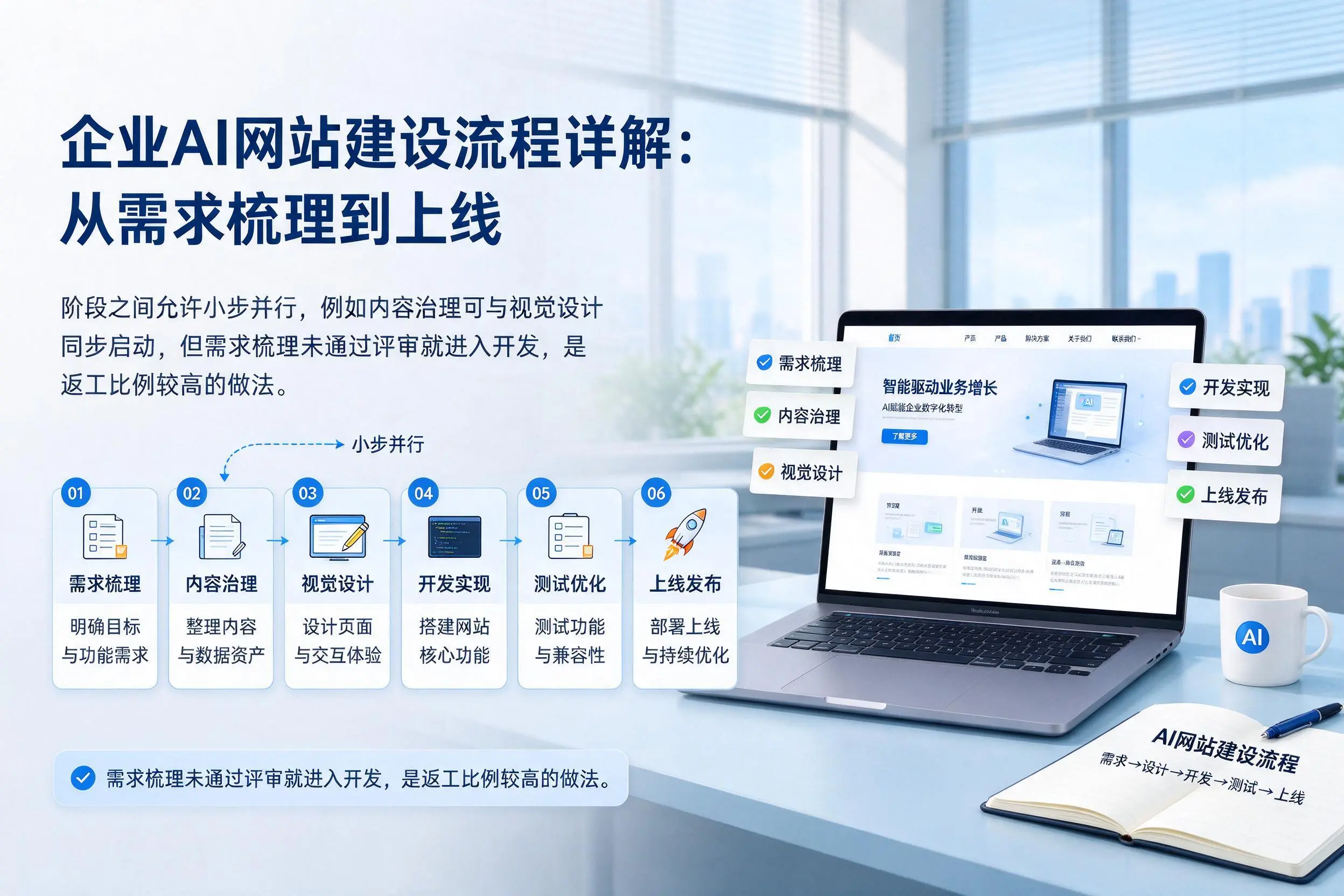 丽水企业AI网站建设流程详解:从需求梳理到上线